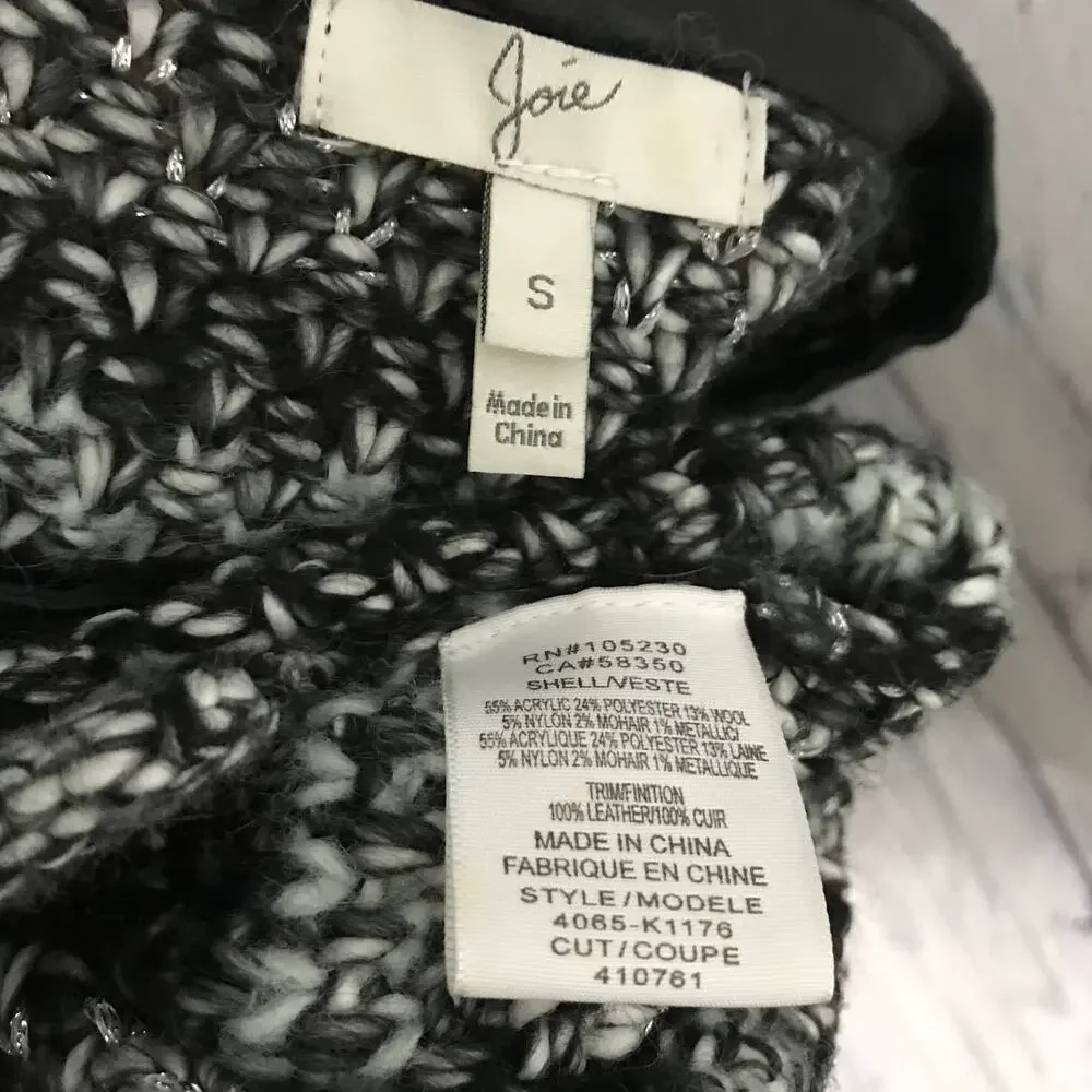 Joie Gray Black Knit Zipper Sweater - Picture 3 of 7